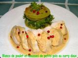 Recette Blancs de poulet et mousse de petits pois au curry