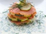 Recette Mille-feuilles de truite fumée et courgettes en folie d'herbes