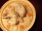 Recette Poule au riz à la sauce poulette