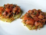 Recette Galette de pommes de terre au tartare de saumon - nordische röstis oder reibekuchen