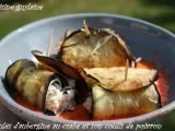Recette Roulés d'aubergine au crabe et son coulis de poivron