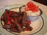 Recette Lamelles de boeuf poellées au miel et aux poivrons
