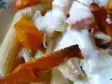 Recette Pâtes au potimarron roti, sauce au gorgonzola