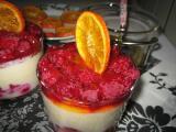 Recette Bavarois chocolat blanc, framboises et coulis oranges