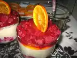 Recette Bavarois chocolat blanc, framboises et coulis oranges