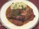 Recette Poulet au vin rouge et aux poivrons