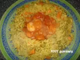Recette Crevettes en sauce tomate et riz aux légumes