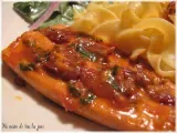 Recette Pavé de saumon au beurre de tomates et de basilic