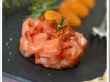 Recette Tartare de saumon, tomates confites et clémentines