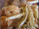 Recette Escale à hong kong : nouilles sautées aux crevettes & champignons