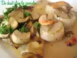 Recette Avec des crèmes brûlées au foie gras et des saint-jacques aux cèpes