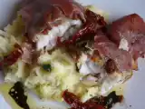 Recette Merlu en habit d?été et son écrasé de pommes de terre à l'huile d'olive et aux herbes