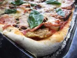 Recette Pizza courgettes/aubergines/jambon