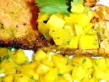 Recette Saumon grillé à la coriandre, salade de mangue verte