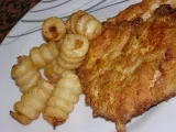 Recette Escalopes panées et frites torsadées rigolotes.