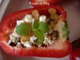 Recette Poivrons rouges a la feta, raisins, pistaches