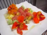 Recette Salade de mangue, avocat, pamplemousse et capucine