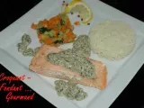 Recette Saumon à l'oseille-riz & brunoise de légumes