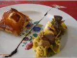 Recette Croustillant tout canard et foie gras, émincé de chou frisé aux gésiers confits