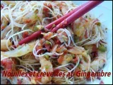 Recette Wok crevettes - poivrons- gingembre et nouilles chinoises
