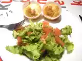 Recette *mini cakes tomates séchées-olives vertes-jambon serrano-feta-basilic*