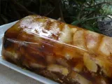 Recette Marbré de foie gras aux poires, aux pêches ou aux pommes en gelée de sauternes.