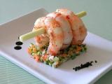 Recette Grosses crevettes sur tartare de légumes...