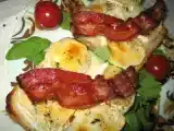 Recette Tartines de chèvre chaud, thym frais et lard croustillant!!