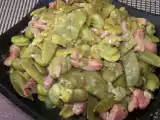 Recette Tajine de fèves et pois gourmands aux lardons.