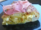 Recette Omelette espagnole farcie au chevre et au jambon de pays+amplettes