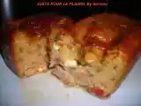 Recette Cake au thon, poivrons, chèvre, basilic et cumin.