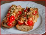 Recette Bruschetta croustillante tomate cerise/oignons confits...