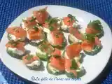 Recette Petits canapés subito presto au concombre, saumon fumé et chèvre