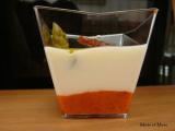 Recette Verrine de panna cotta au brebis sur mousse de poivron, son asperge et sa tomate confite