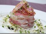 Recette Mille feuilles de betterave rose et carpaccio de cabillaud ½ sel