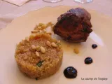 Recette Pavé de veau grillé, pignons, quinoa au chorizo doux et basilic