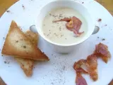 Recette Crème vichyssoise au foie gras et croustilles de jambon