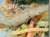 Recette Pilon de poulet au lait de coco, gingembre et julienne de légumes