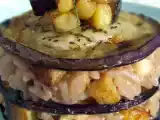 Recette Millefeuille de risotto d'aubergine au vin rouge et mozzarella