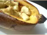 Recette Courge spaghetti farcie au poulet à la crème et curcuma