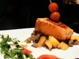 Recette Saumon, aubergines & mangue façon lignac