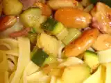 Recette Tagliatelle aux courgettes, amandes et petits lardons