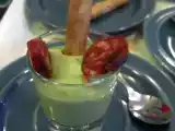 Recette Creme de petits pois au chorizo et ses cressins