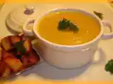 Recette Velouté au potiron, carottes, petits pois et petits croûtons