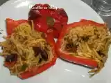 Recette Poivrons rouges farcis aux spaghettis