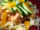 Recette Nouilles aux oeufs et tofu en sauce à l'arachide