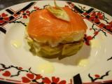 Recette Mille feuilles coeur coulant saumon artichauts