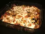 Recette Gratin de pâtes aux courgettes, jambon, olives & feta