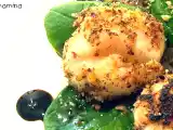 Recette Coquilles saint jacques aux noisettes, pousses d épinards et balsamique