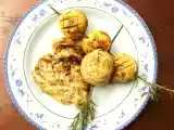 Recette Poulet mariné au bbq & brochette de champignons au romarin